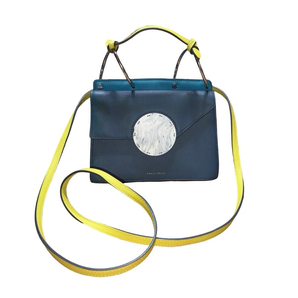 Danse Lente London PHOEBE Blue Textured Leather Shoulder Bag